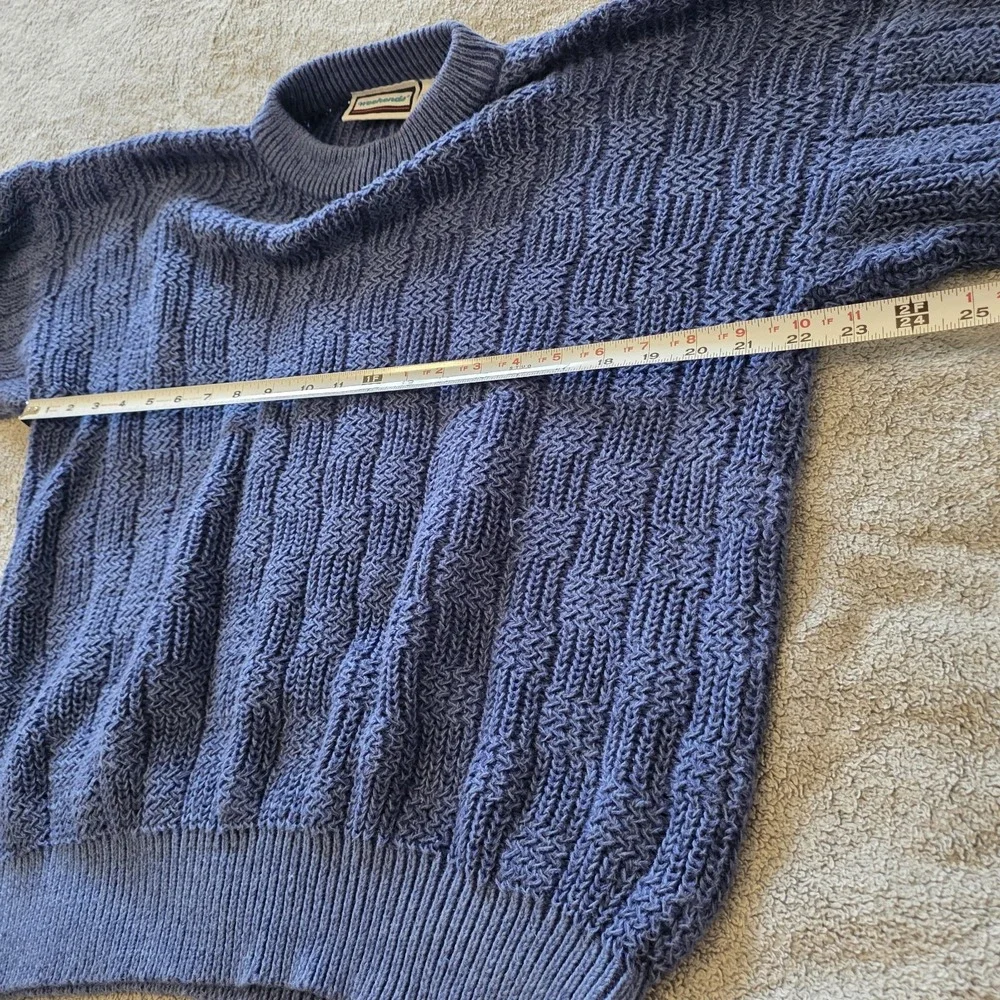 Vintage Weekends Ramie Blue Knit Sweater‎ Size Large Cozy Cabincore